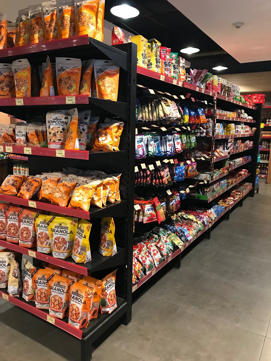 Snack Shelf at Supermarket